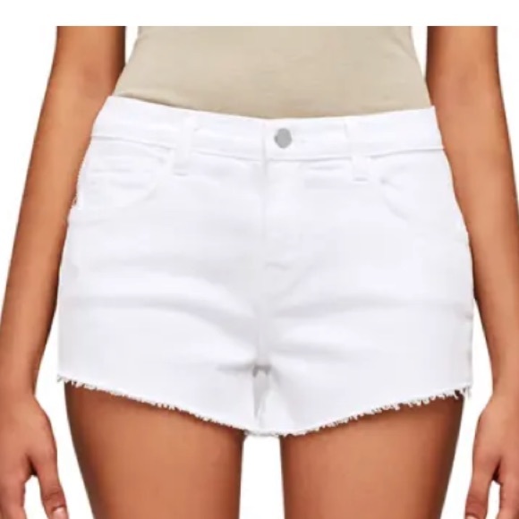 L’AGENCE Audrey Mid Rise Cut Off Shorts in Blanc Size 30 - Picture 2 of 8